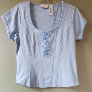 Liz Claiborne Blue Tie Fitted Top